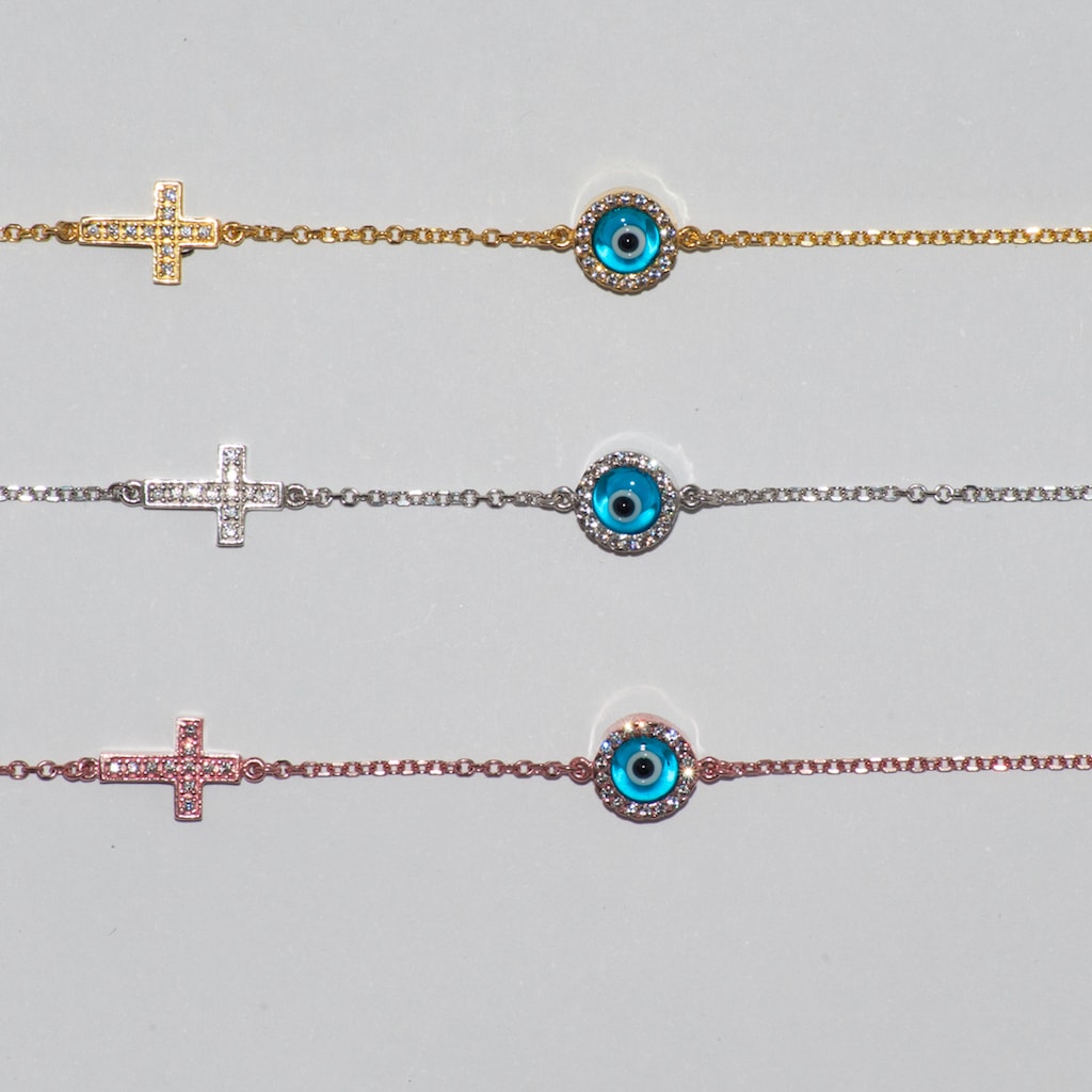 B020 Double Faced Evil Eye With Double Faced Cross
