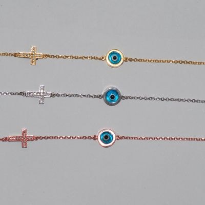 B020 Double Faced Evil Eye With Double Faced Cross