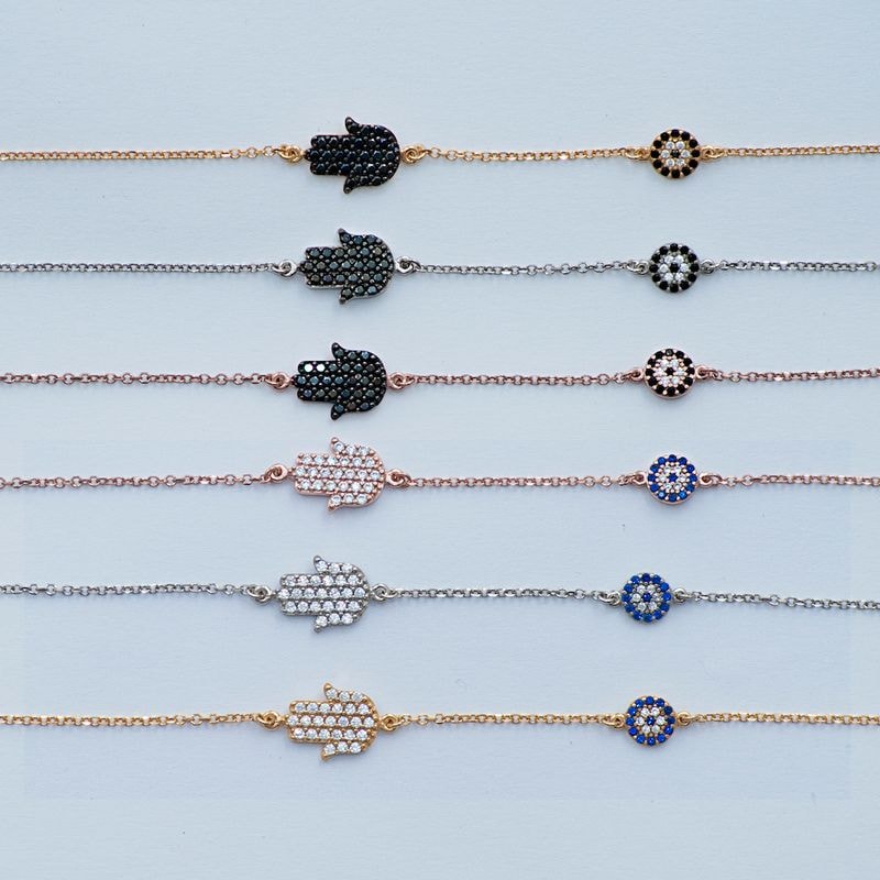 B035 Hand Of Fatima Bracelet With Evil Eye