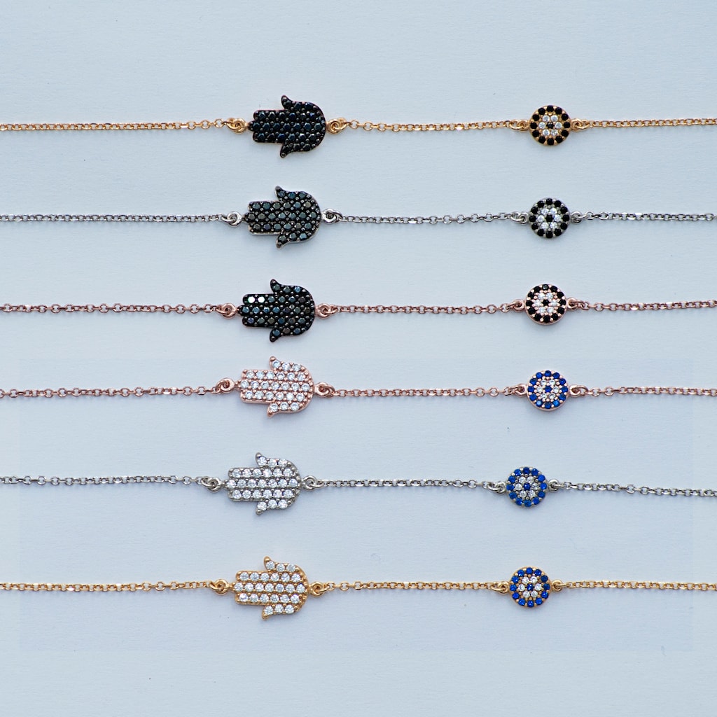 B035 Hand Of Fatima Bracelet With Evil Eye
