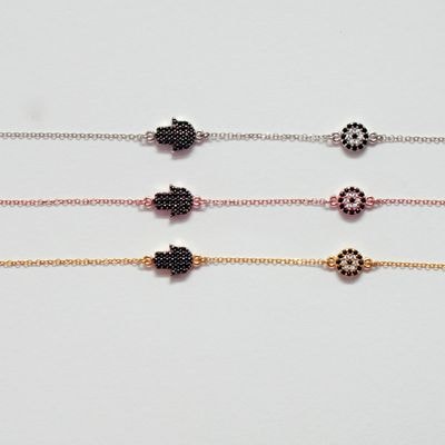 B062 Double Faced Hand Of Fatima Bracelet With Evil Eye