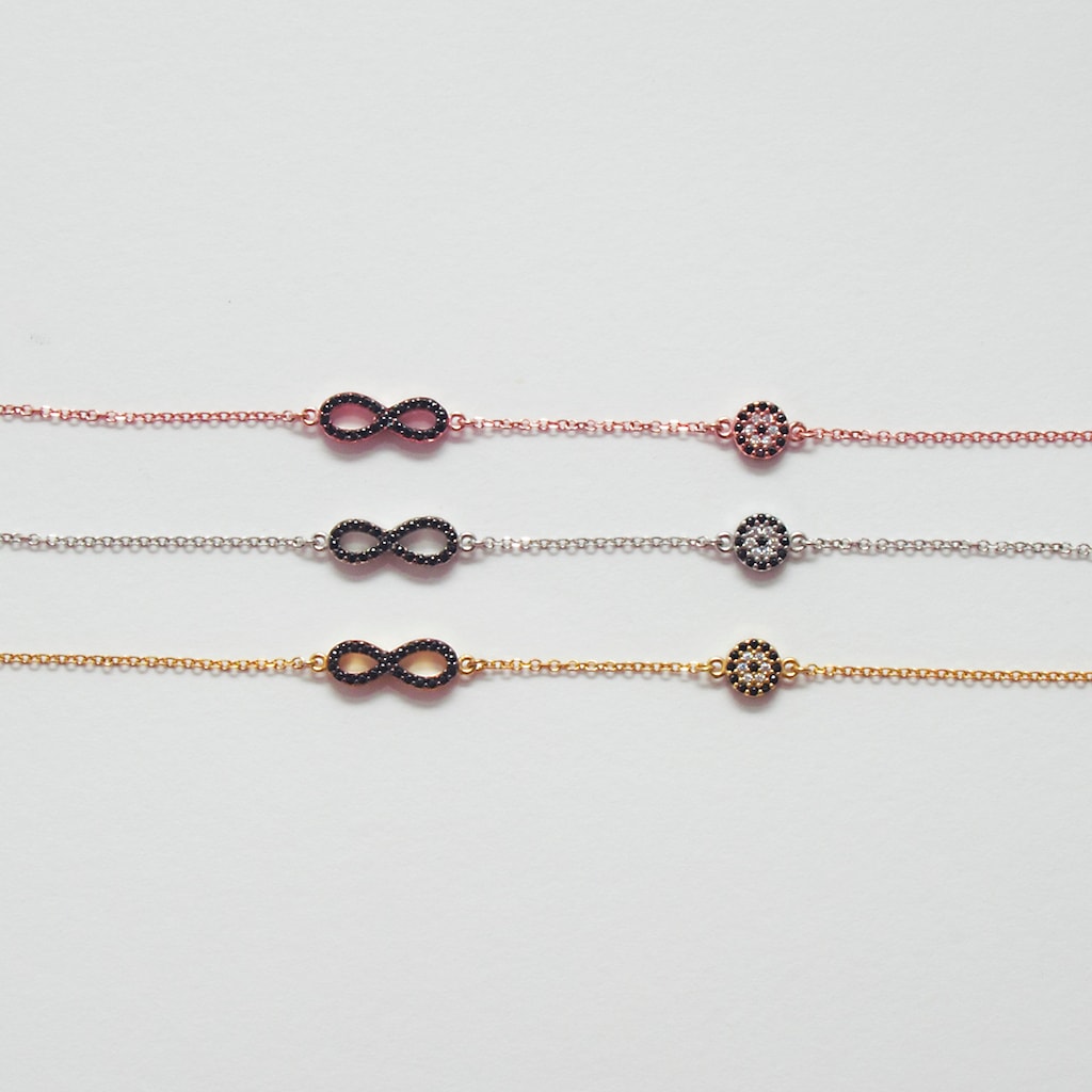 B068 Infinity Bracelet With Evil Eye Double Faced