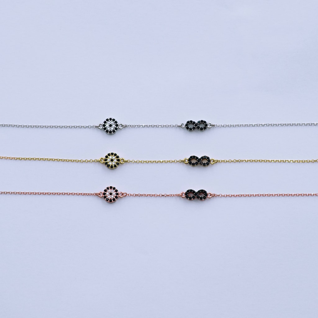 B071 Double Faced Infinity Design Bracelet With Evil Eye Small Size