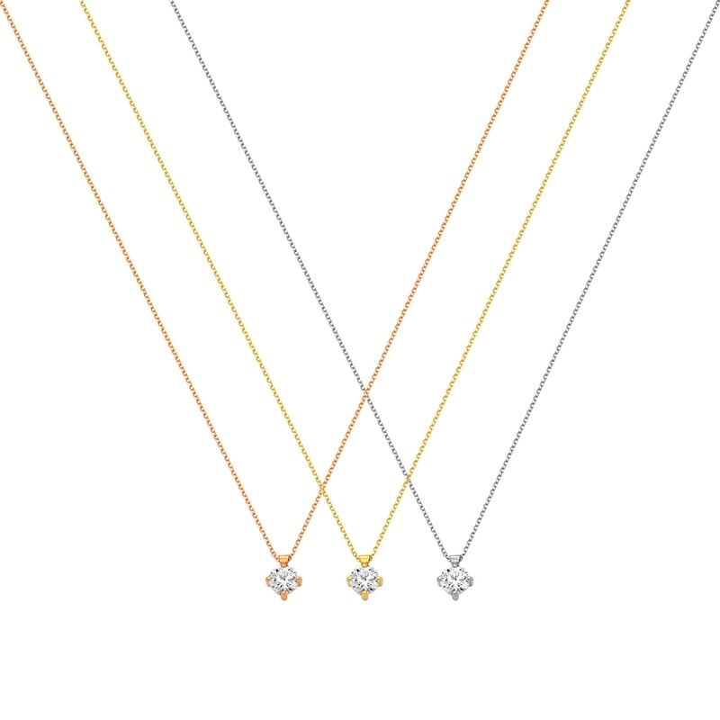 N030 Necklace with One White Zirgonian Stone