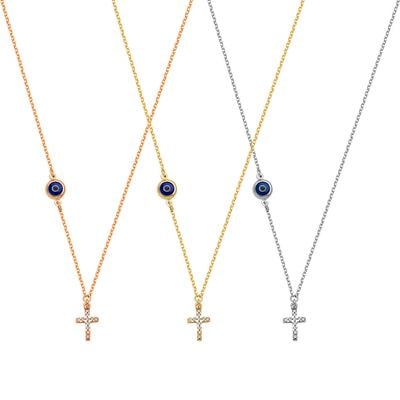 N040 Evil Eye Necklace With Cross