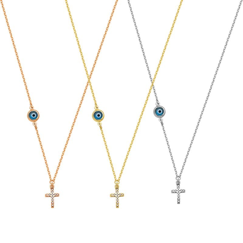 N040 Evil Eye Necklace With Cross