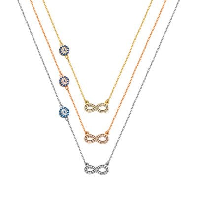 N046 Infinity Necklace With Evil Eye
