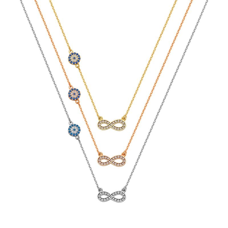 N046 Infinity Necklace With Evil Eye