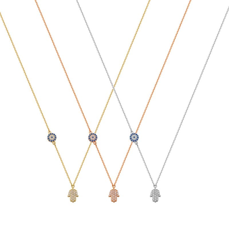 N054 Double Faced Hand Of Fatima Necklace
