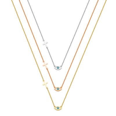N076 Double Faced Evil Eye Necklace With Mother Of Pearl