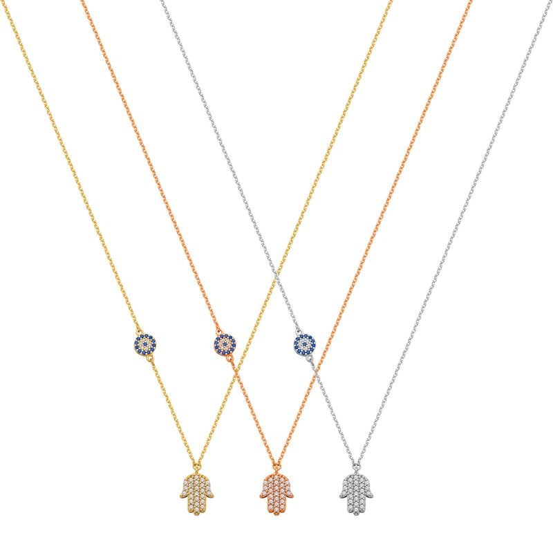 N087 Double Faced Hand Of Fatima Necklace