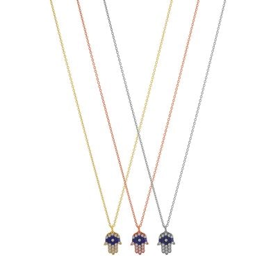 N137 Hand Of Fatima Necklace With Stones