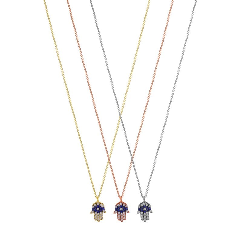 N137 Hand Of Fatima Necklace With Stones