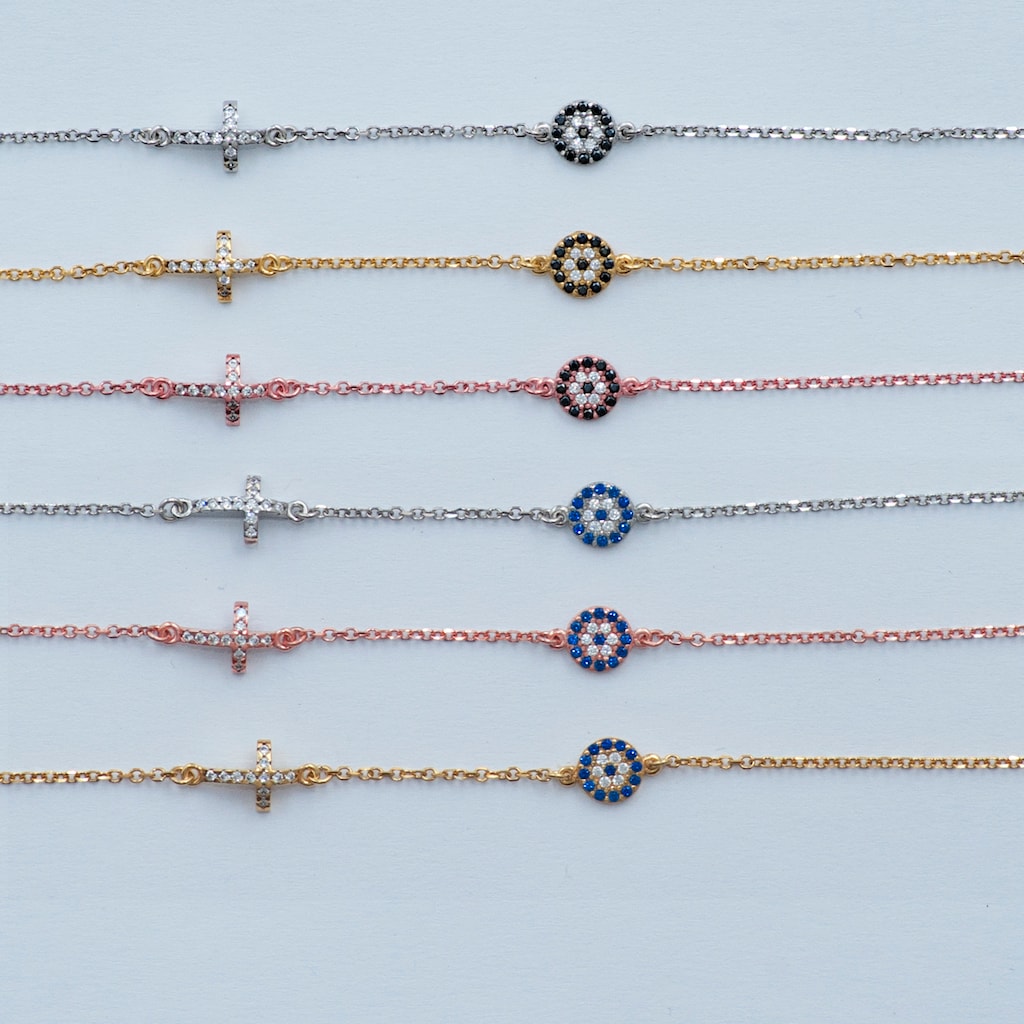 B036 Evil Eye Bracelet With Cross