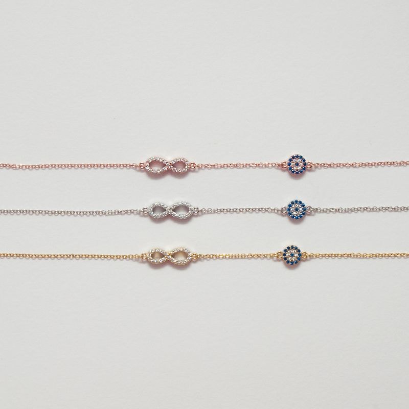 B068 Infinity Bracelet With Evil Eye Double Faced