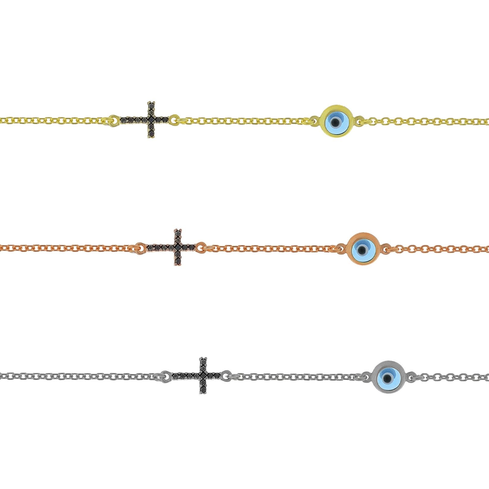 B177 Evil Eye With Double Face Cross
