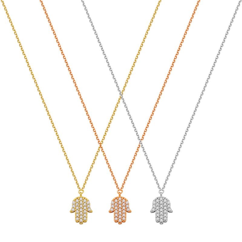 N085 Double Faced Hand Of Fatima Necklace