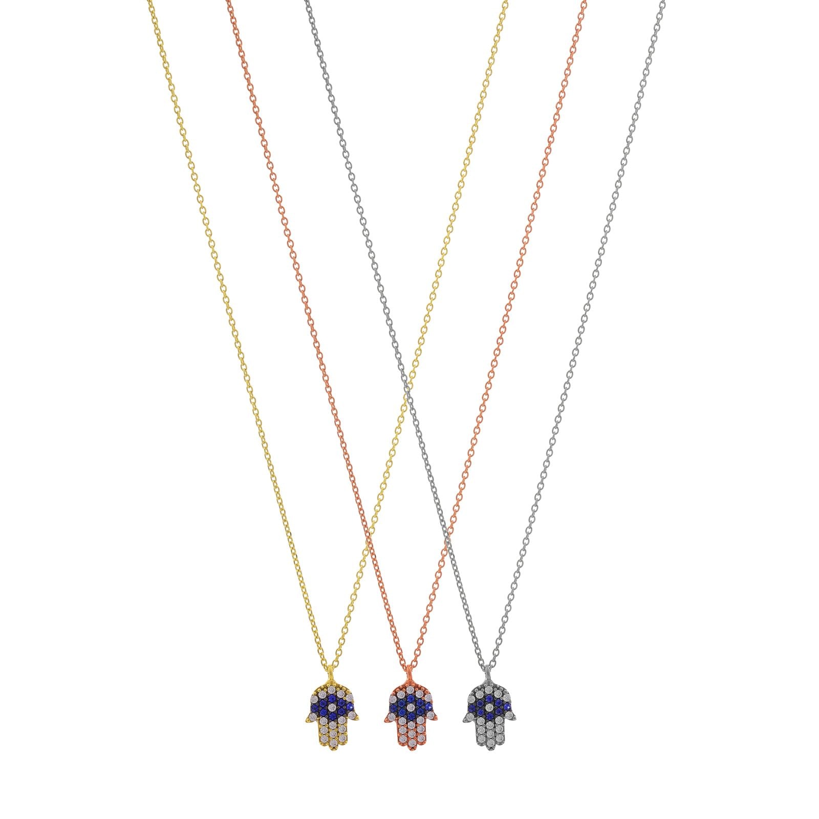 N137 Hand Of Fatima Necklace With Stones